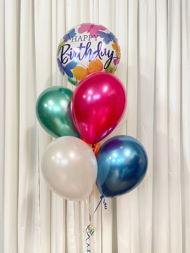 butterfly birthday mylar foil balloon with latex balloons