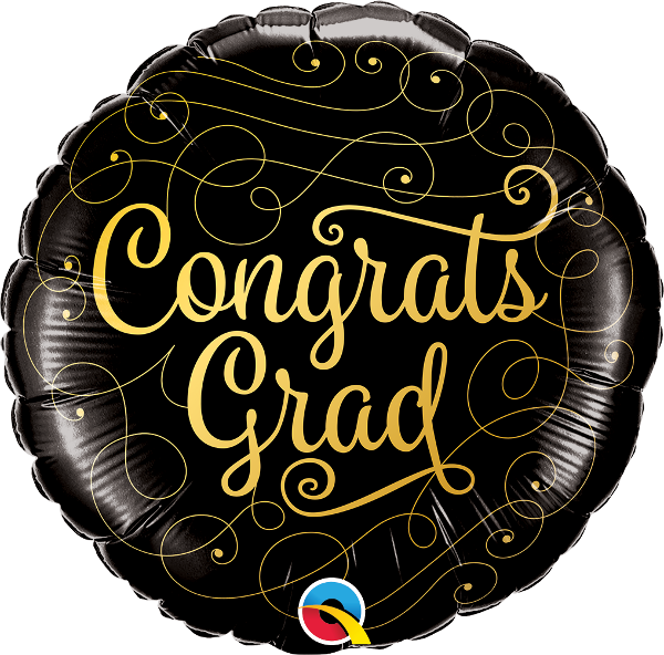Congrats Grad Gold & Black Balloon