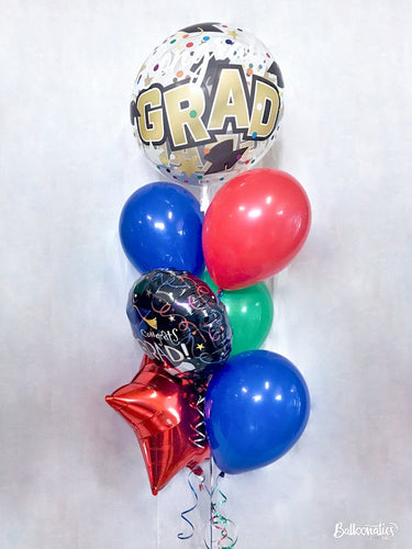 balloon bouquet congrats grad bubble balloon with foil balloons and latex balloons