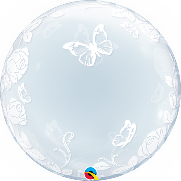 Elegant Roses & Butterflies Deco Bubble Balloon