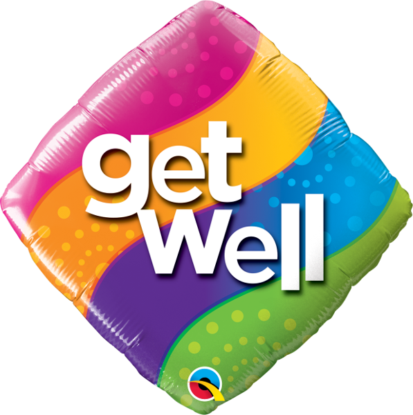 Get Well Curvy Stripes Balloon