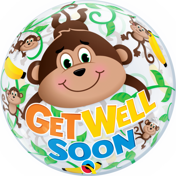 Get Well Soon Monkey Bubble Balloon