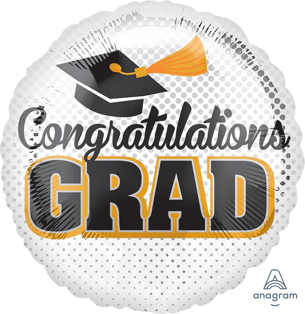 Congratulations Grad Silver Dots Balloon