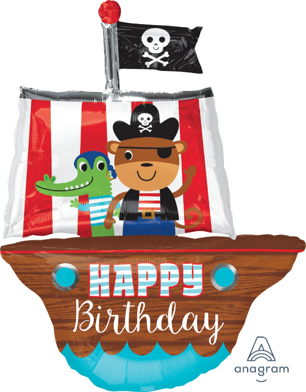 Happy Birthday Pirate Ship Supershape Balloon
