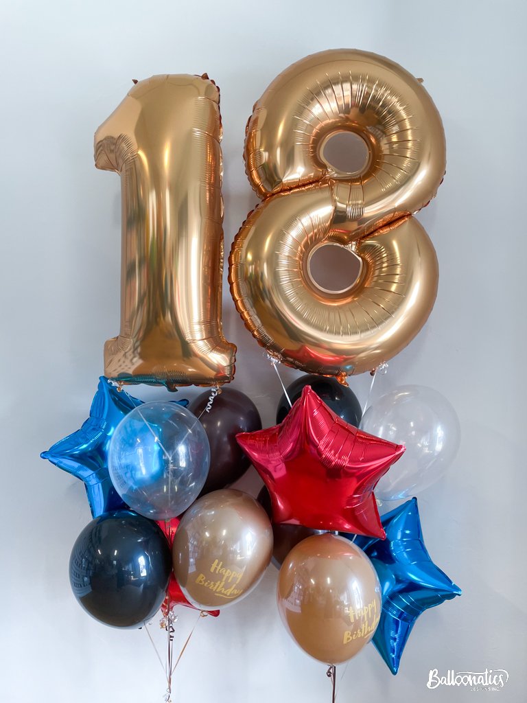 Deluxe Gold Birthday Number Balloon Package