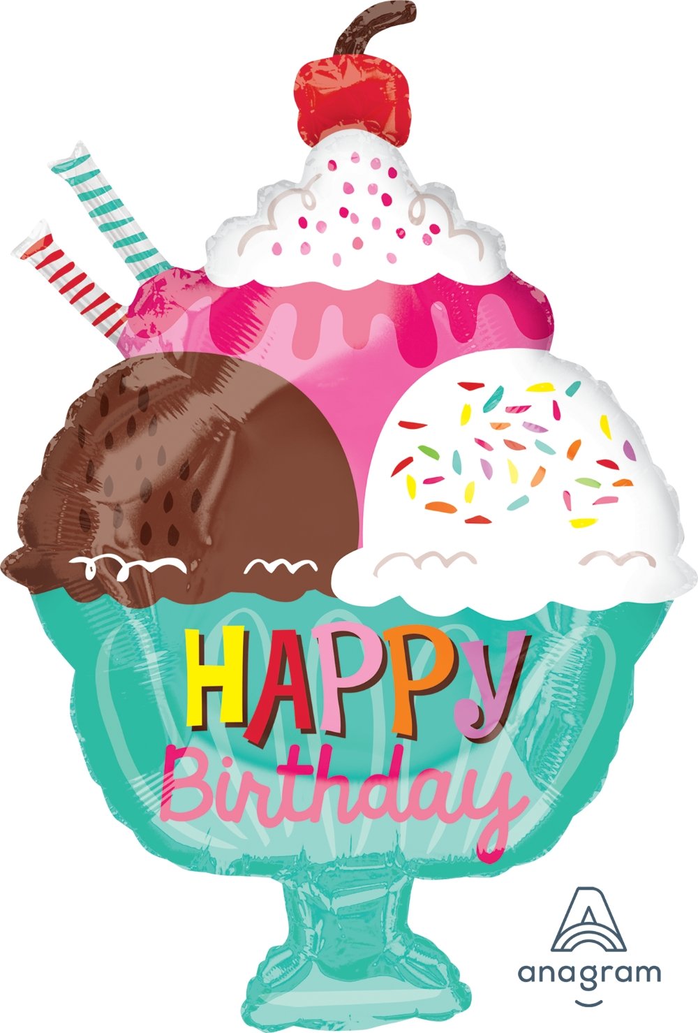 Happy Birthday Ice Cream Sundae Jr. Shape Balloon – Vancouver Balloons