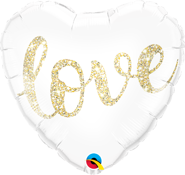 Love Glitter Gold Balloon