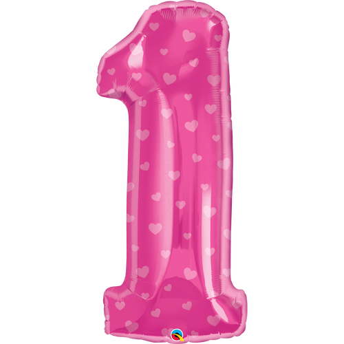 Pink Hearts Number One Balloon