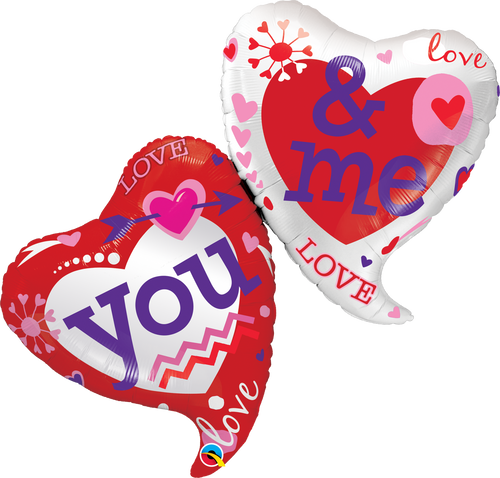 You & Me Two Hearts Balloon
