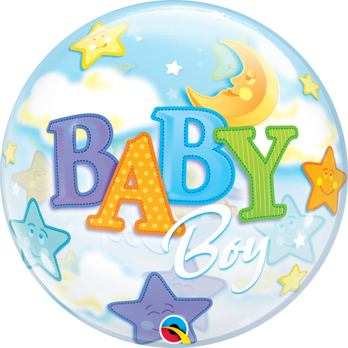Baby Boy Moon & Stars Bubble Balloon