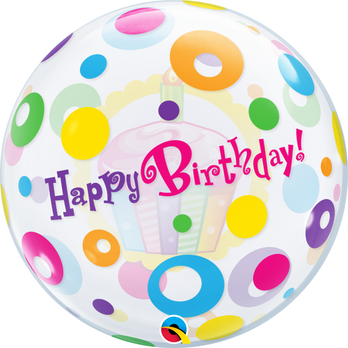 Birthday Cupcakes and Dots Bubble Balloon