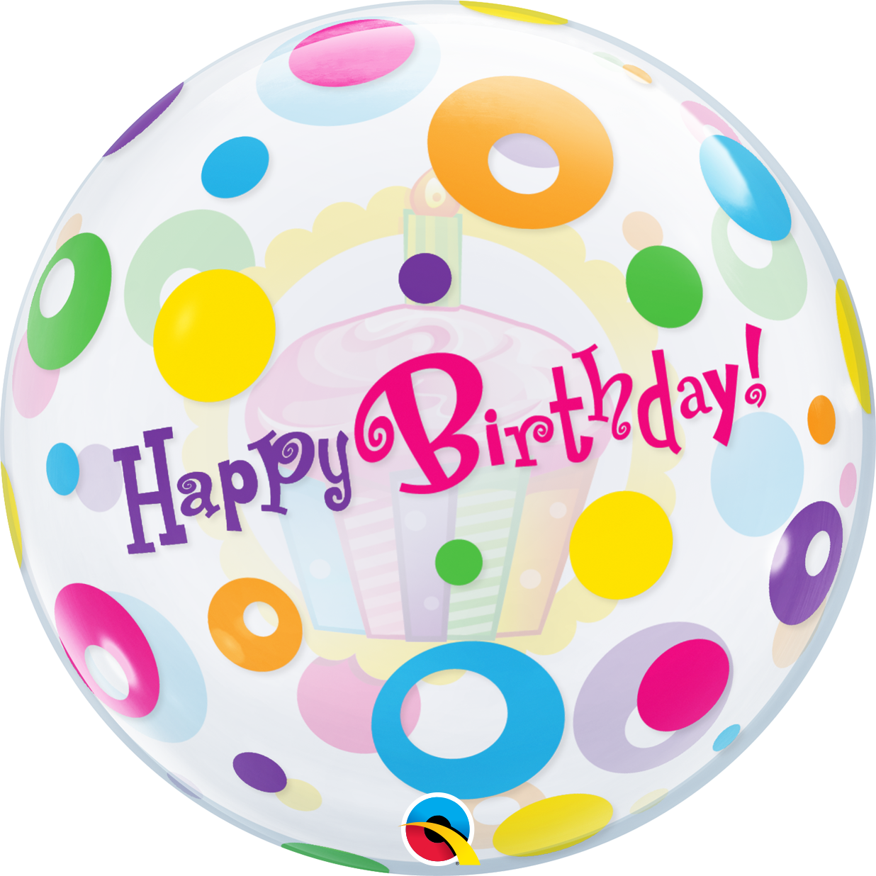 Birthday Cupcakes and Dots Bubble Balloon