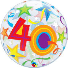 Load image into Gallery viewer, 40th Birthday Bubble Balloon with Brilliant Stars &amp; Ribbons
