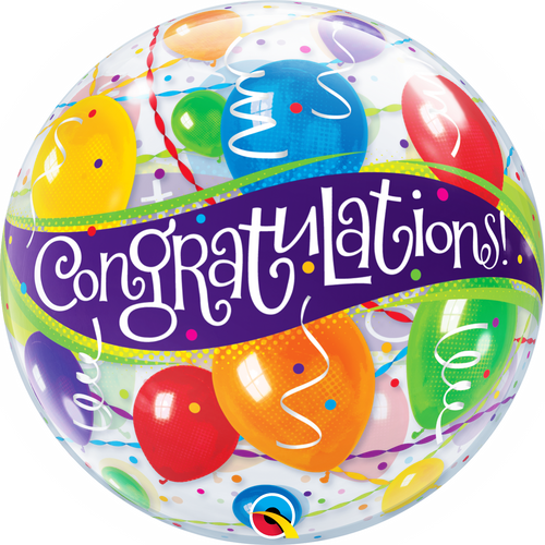 Congratulations Balloons & Ribbons Bubble Balloon