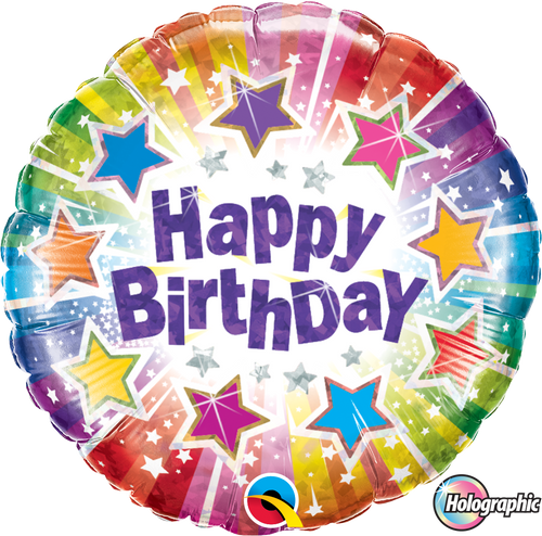 Holographic Radiant Stars Birthday Foil Balloon