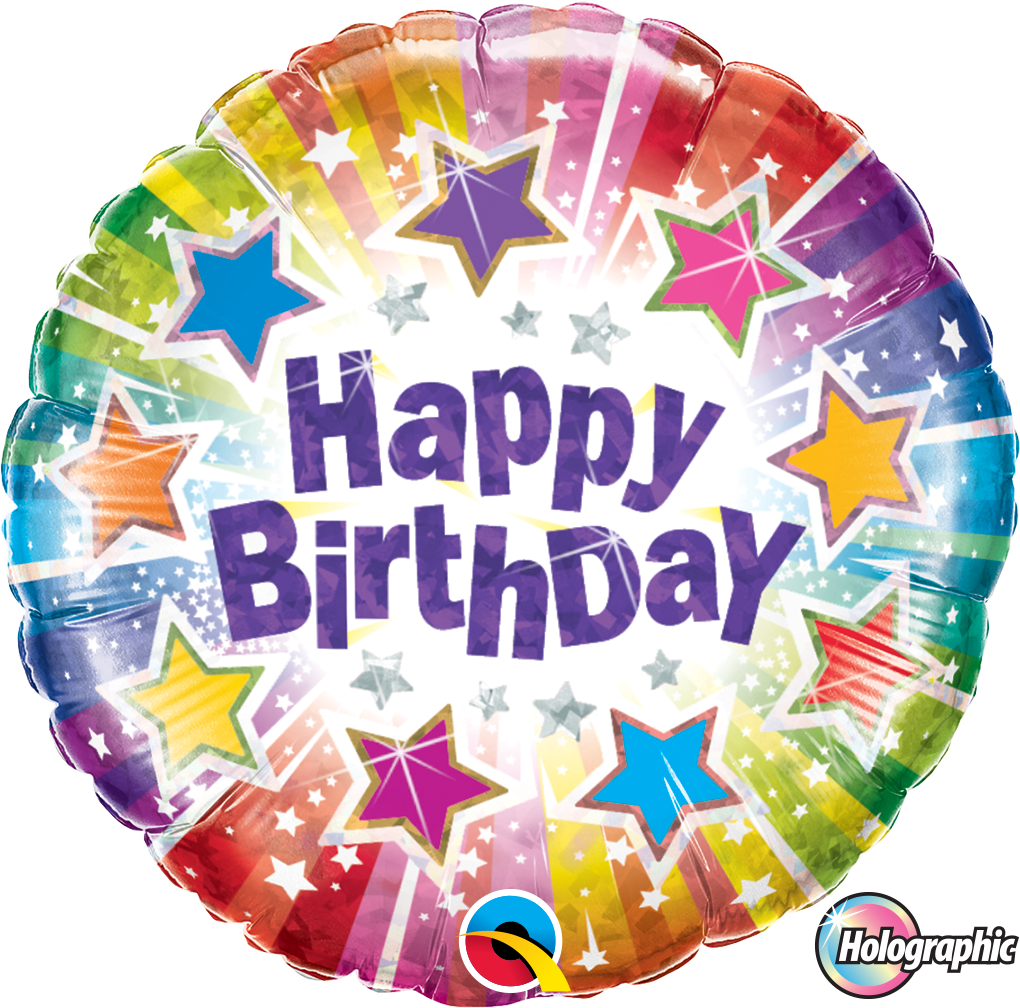 Holographic Radiant Stars Birthday Foil Balloon