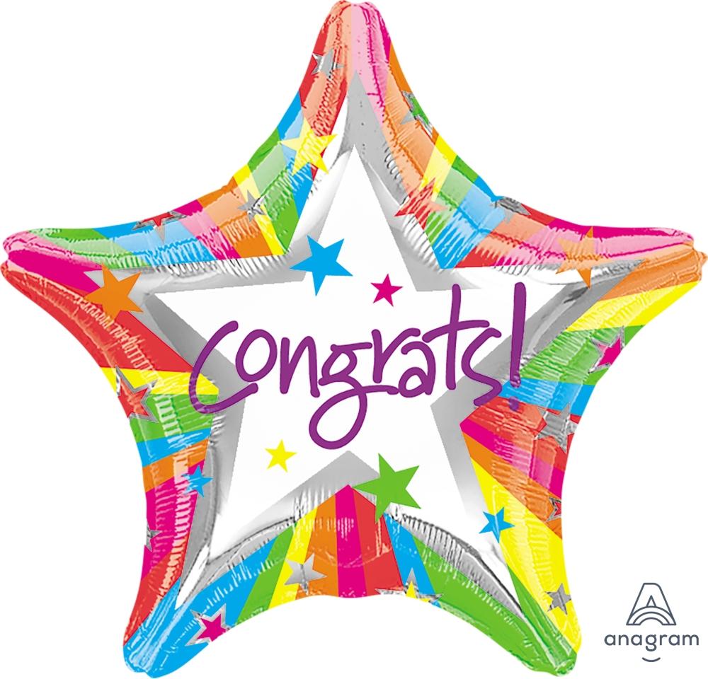 rainbow congrats balloon star shape 