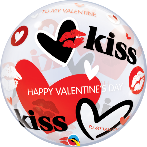 Valentine's Kisses & Hearts Bubble Balloon