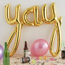 Load image into Gallery viewer, Air-filled Gold &quot;Yay&quot; Foil Balloon Letters
