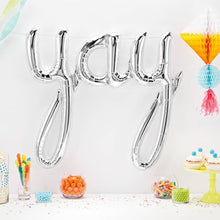 Load image into Gallery viewer, Air-filled Silver &quot;Yay&quot; Foil Balloon Letters
