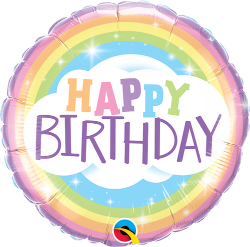 rainbow colored colorful happy birthday foil balloon 