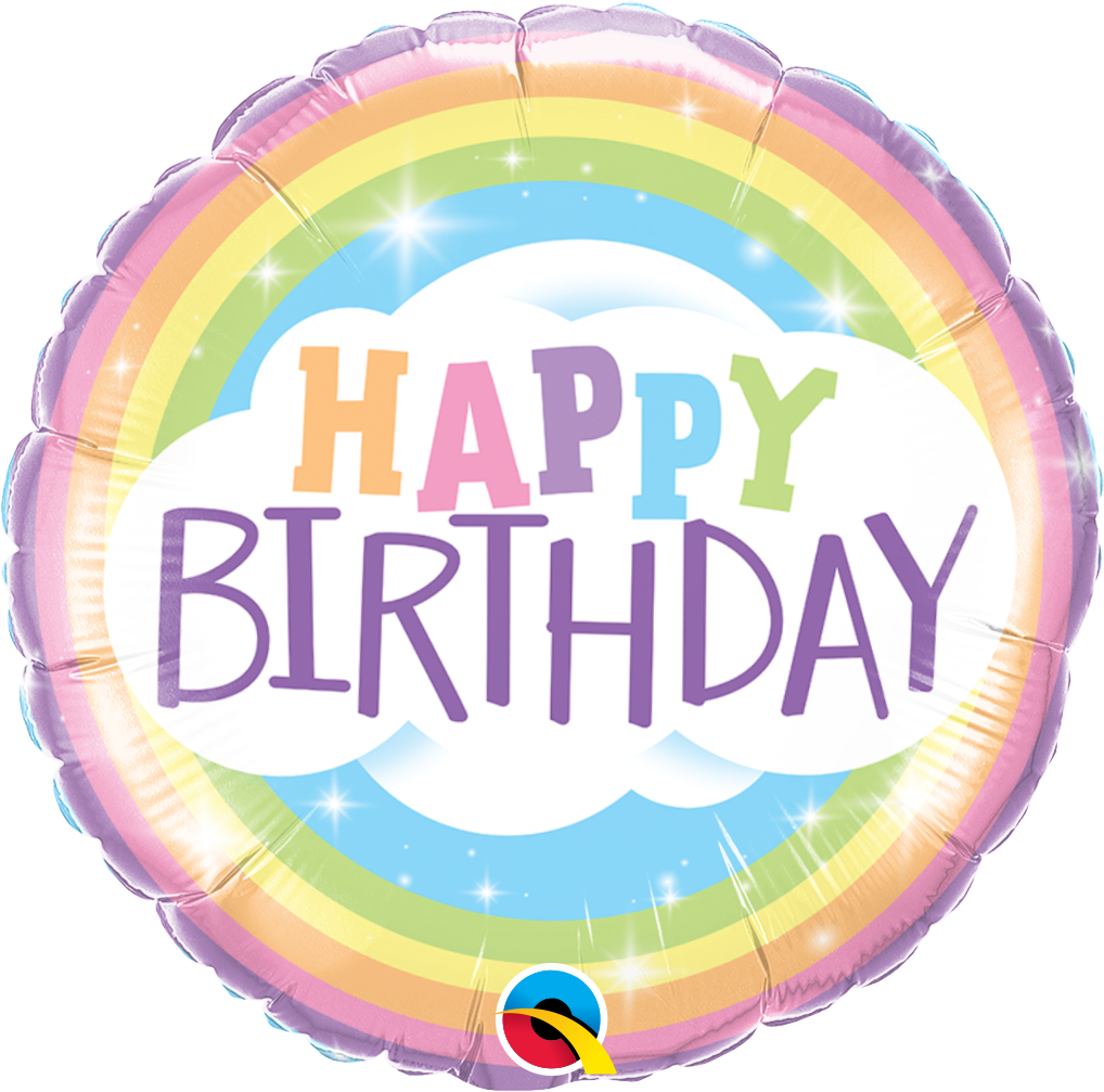 rainbow colored colorful happy birthday foil balloon 