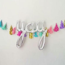 Load image into Gallery viewer, Air-filled Silver &quot;Yay&quot; Foil Balloon Letters
