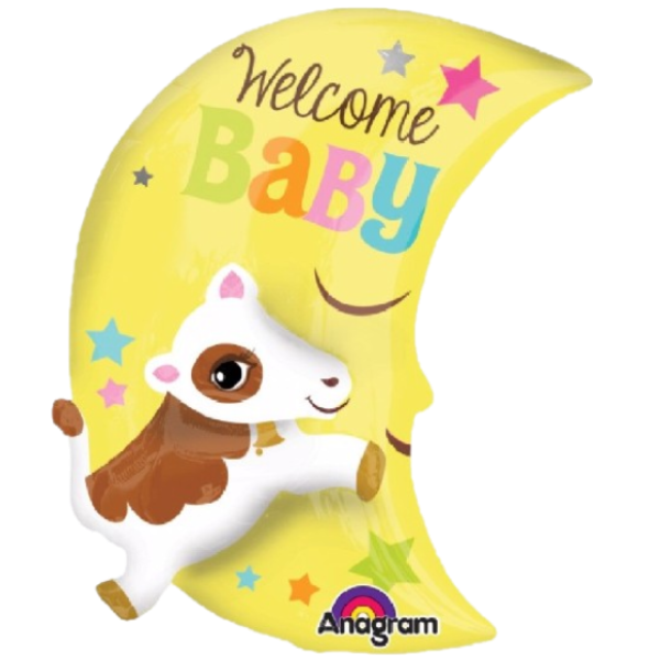 Welcome Baby Cow Over The Moon Balloon